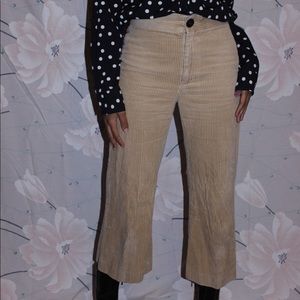 Tan cropped corduroy pants